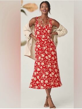 CAbi Red and Tearoom  Floral Maxi Dress